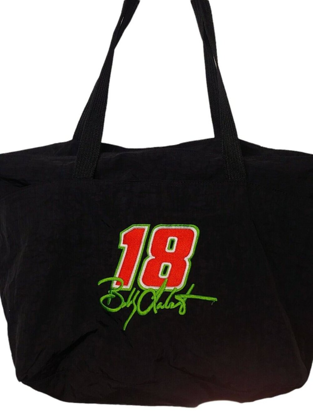 Vintage NASCAR Bobby Labonte Tote Bag Black Embroidered Race Racing 14x20 #18